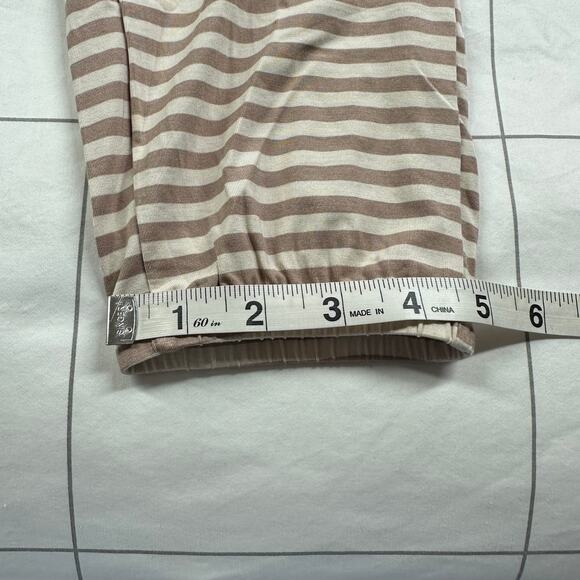 Lates by Kate Pajama Pants Womens Medium Tan Cream Striped Lounge Soft Jogger - Picture 10 of 10